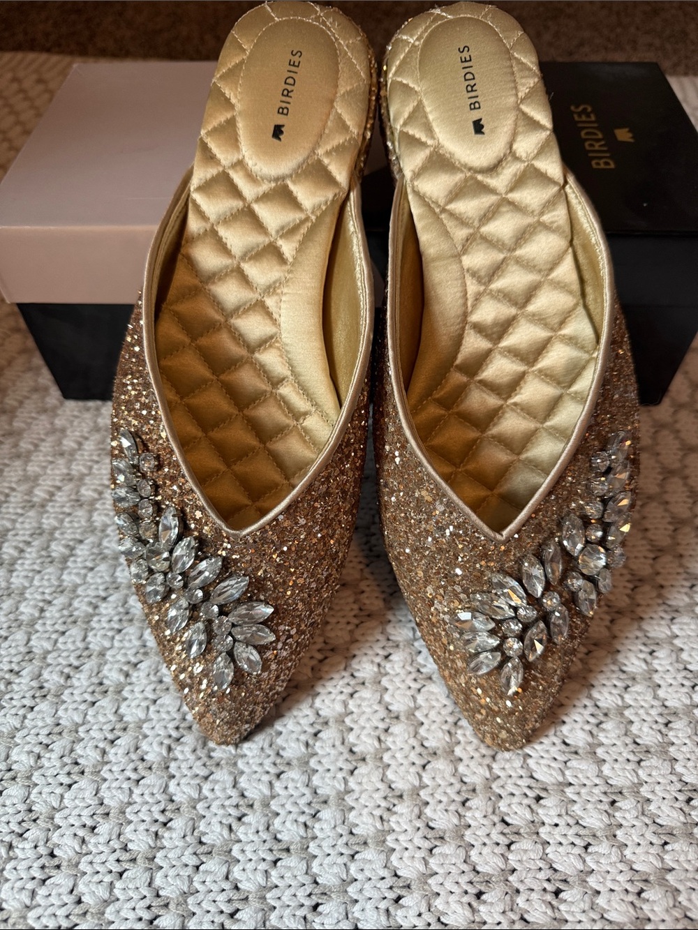 Birdies gold sparkle ✨ mules